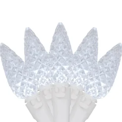 70-Count Pure White LED Faceted C6 Christmas Lights, 23 ft White Wire