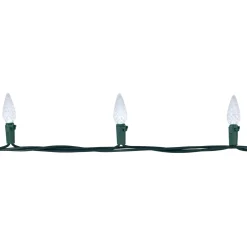 200-Count Pure White LED Faceted C6 Christmas Lights, 66.25 ft Green Wire