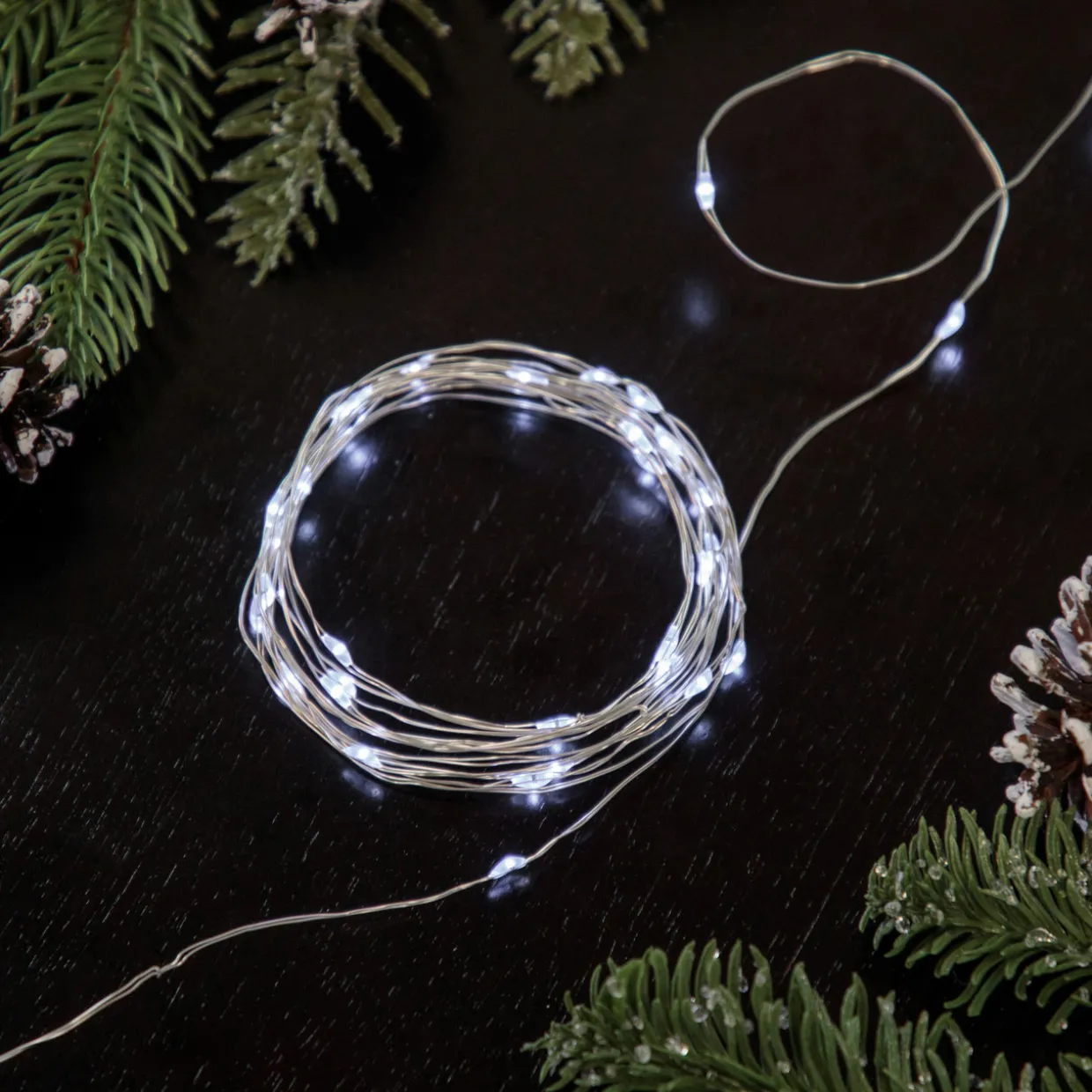 20-Count Pure White LED Micro Fairy Christmas Lights - 6ft, Copper Wire
