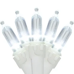 50-Count Pure White LED Mini Christmas Lights, 16.25 ft White Wire