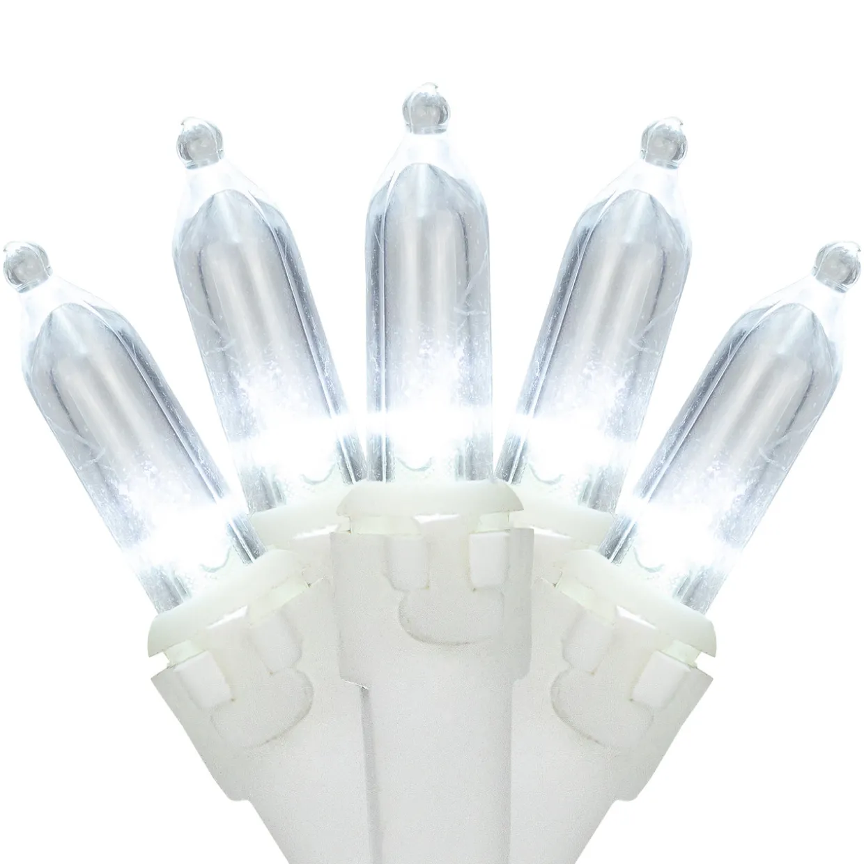 50-Count Pure White LED Mini Christmas Lights, 16.25 ft White Wire