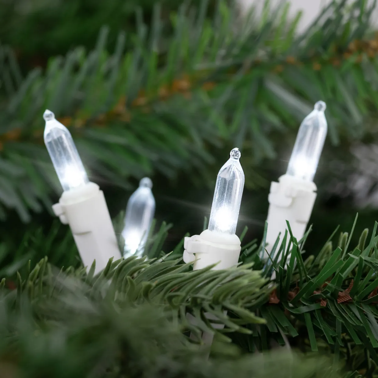 50-Count Pure White LED Mini Christmas Lights, 16.25 ft White Wire