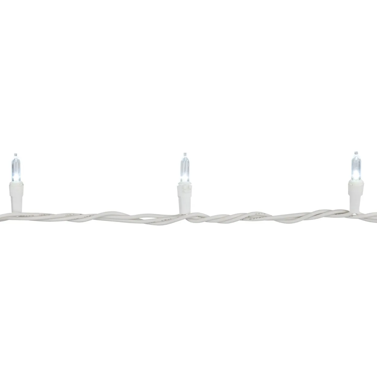 50-Count Pure White LED Mini Christmas Lights, 16.25 ft White Wire