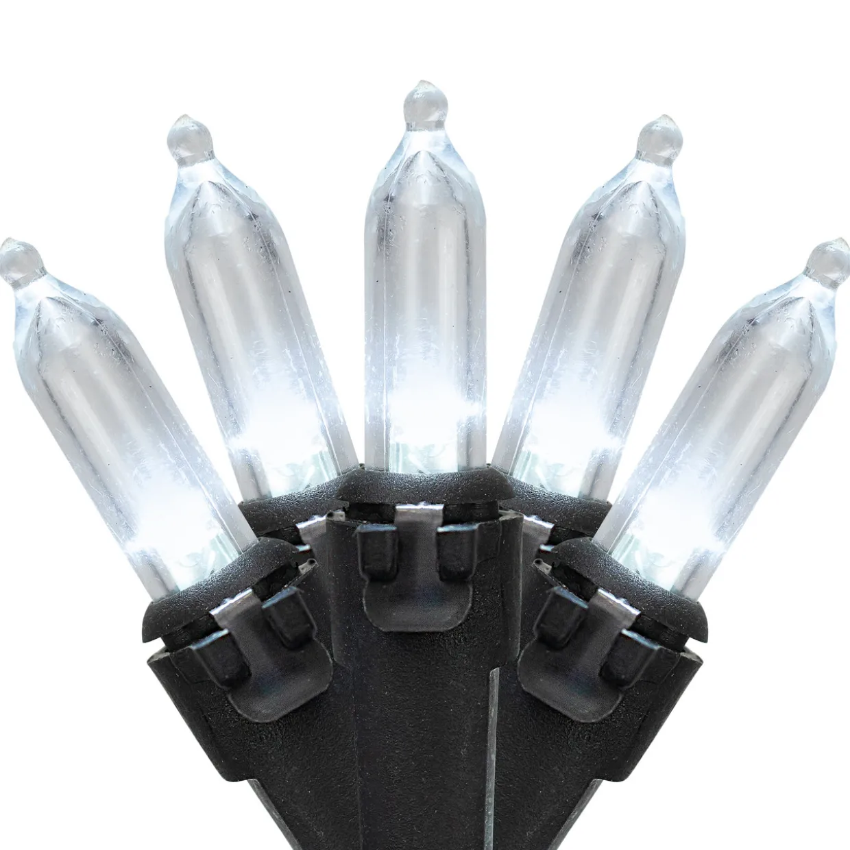 100-Count Pure White LED Mini Christmas Lights, 33 ft, Black Wire