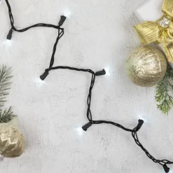 100-Count Pure White LED Mini Christmas Lights, 33 ft, Black Wire