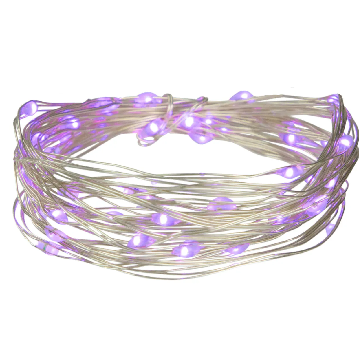 50-Count Purple LED Micro Fairy Christmas Lights - 16ft, Copper Wire