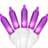 50-Count Purple LED Mini Christmas Lights, 16.25 ft White Wire