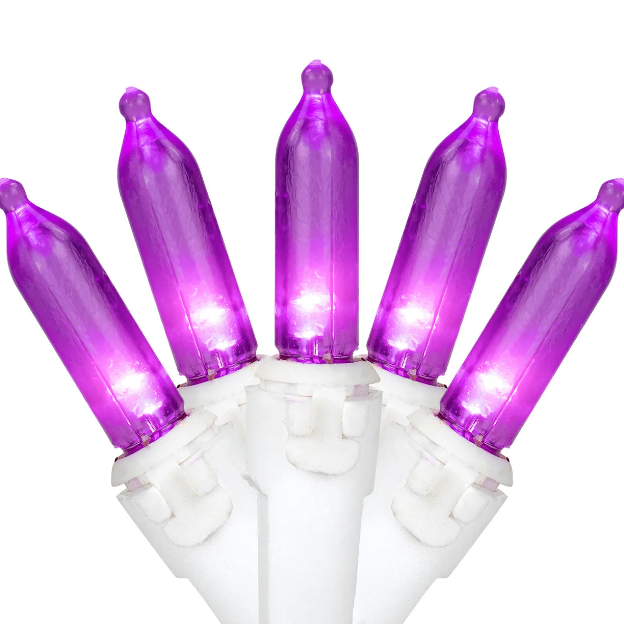 50-Count Purple LED Mini Christmas Lights, 16.25 ft White Wire