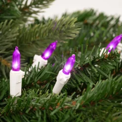 50-Count Purple LED Mini Christmas Lights, 16.25 ft White Wire