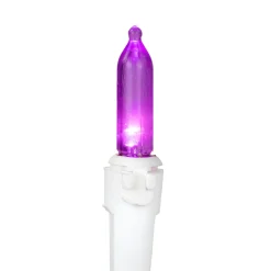 50-Count Purple LED Mini Christmas Lights, 16.25 ft White Wire