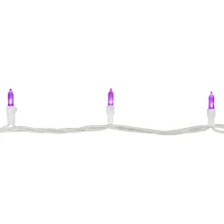 50-Count Purple LED Mini Christmas Lights, 16.25 ft White Wire