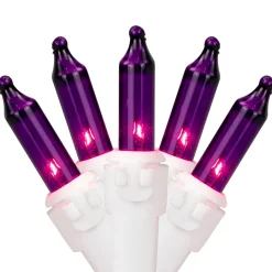 35-Count Purple Mini Christmas Light Set, 7ft White Wire