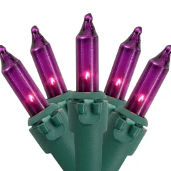50-Count Purple Mini Christmas Light Set, 10ft Green Wire