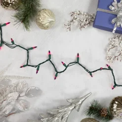 50-Count Purple Mini Christmas Light Set, 10ft Green Wire