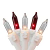 35-Count Red and Clear Mini String Christmas Light Set, 7ft White Wire