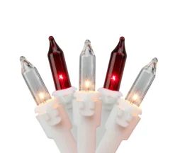 35-Count Red and Clear Mini String Christmas Light Set, 7ft White Wire