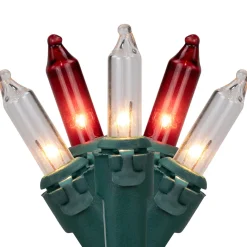 100-Count Red and Clear Mini Christmas Light Set, 20.25ft Green Wire