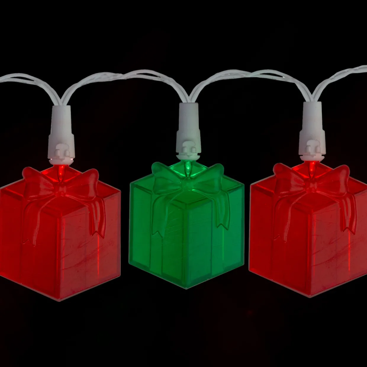 20-Count Red and Green LED Novelty Christmas Lights 9.5ft White Wire