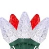 100-Count Red and Pure White Faceted LED C9 Christmas Lights, 66ft Green Wire
