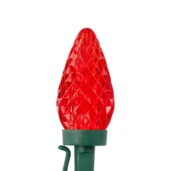 100-Count Red and Pure White Faceted LED C9 Christmas Lights, 66ft Green Wire