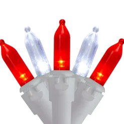100-Count Red and Pure White LED Mini Christmas Lights, 33ft White Wire