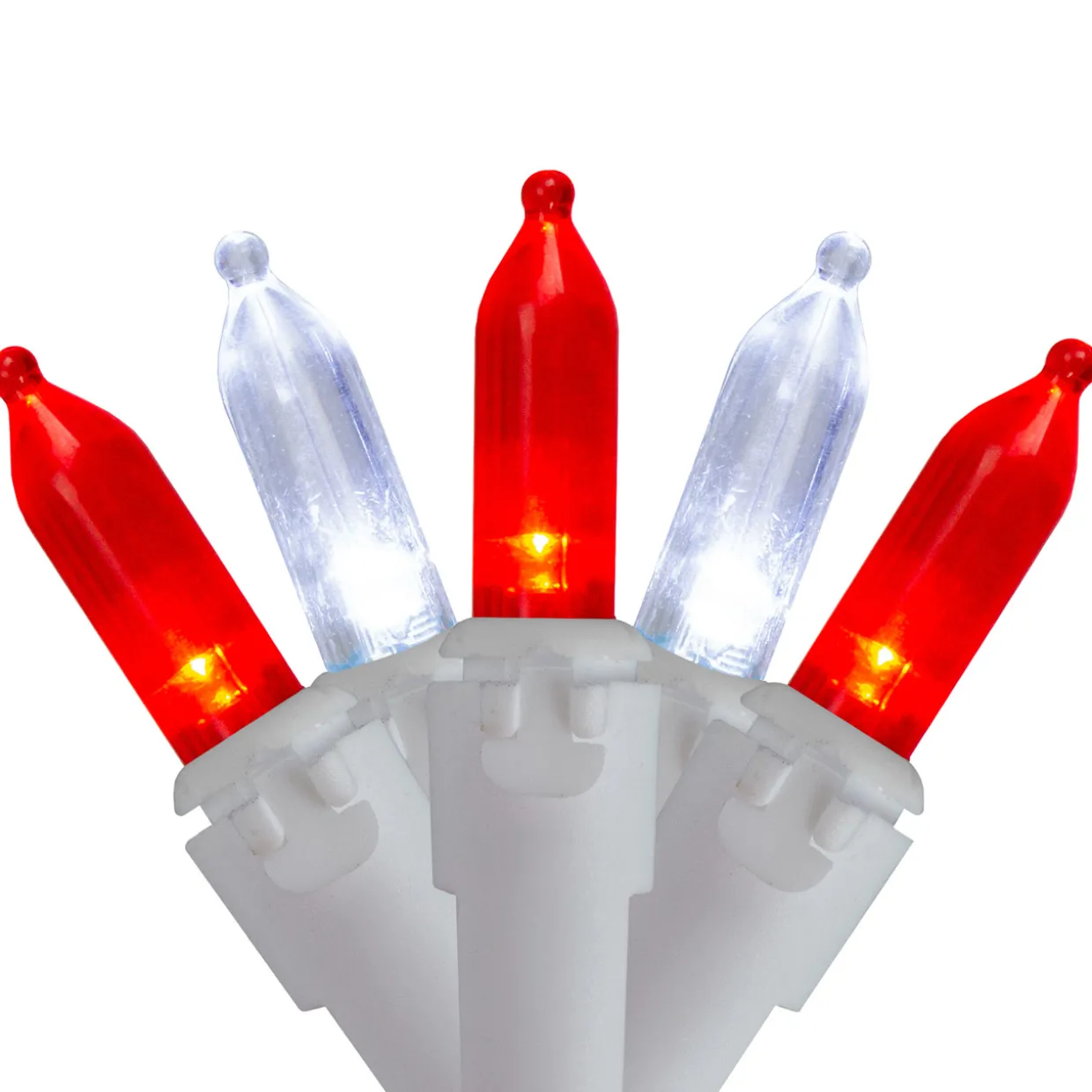 100-Count Red and Pure White LED Mini Christmas Lights, 33ft White Wire