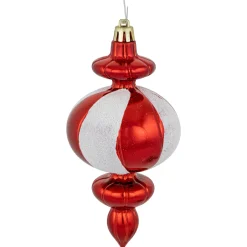 8-Count Red and White Shatterproof Finial Christmas Ornaments, 6