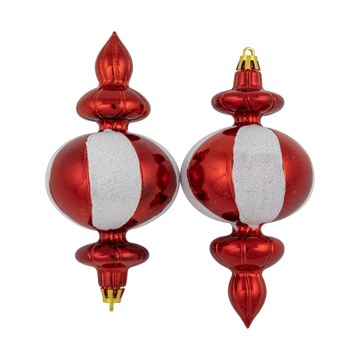 8-Count Red and White Shatterproof Finial Christmas Ornaments, 6"