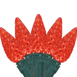 70-Count Red LED Faceted C6 Christmas Light Set, 23ft Green Wire