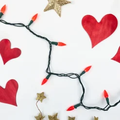 70-Count Red LED Faceted C6 Christmas Light Set, 23ft Green Wire