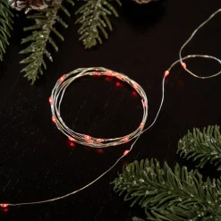 50-Count Red LED Micro Fairy Christmas Lights - 16ft, Copper Wire