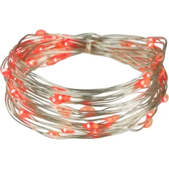 50-Count Red LED Micro Fairy Christmas Lights - 16ft, Copper Wire