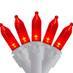 100-Count Red LED Mini Christmas Lights, 33ft White Wire
