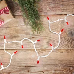 100-Count Red LED Mini Christmas Lights, 33ft White Wire