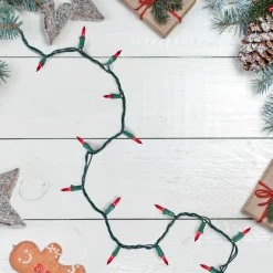 50-Count Red Mini Christmas Light Set, 10ft Green Wire