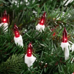 35-Count Red Mini Christmas Light Set, 7ft White Wire