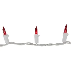 35-Count Red Mini Christmas Light Set, 7ft White Wire