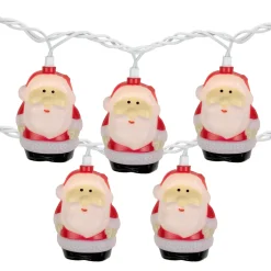 10-Count Santa Claus Christmas Light Set, 6ft Green Wire