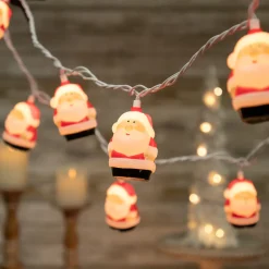 10-Count Santa Claus Christmas Light Set, 6ft Green Wire
