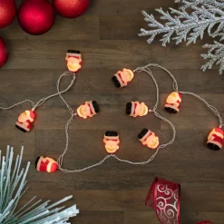 10-Count Santa Claus Christmas Light Set, 6ft Green Wire