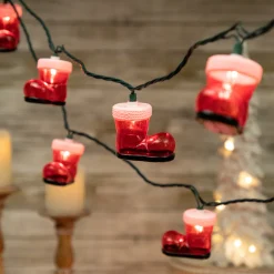 10-Count Santa's Boots Christmas Light Set, 7.5ft Green Wire