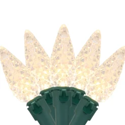 200-Count Warm White LED Faceted C6 Christmas Lights, 66.25 ft Green Wire