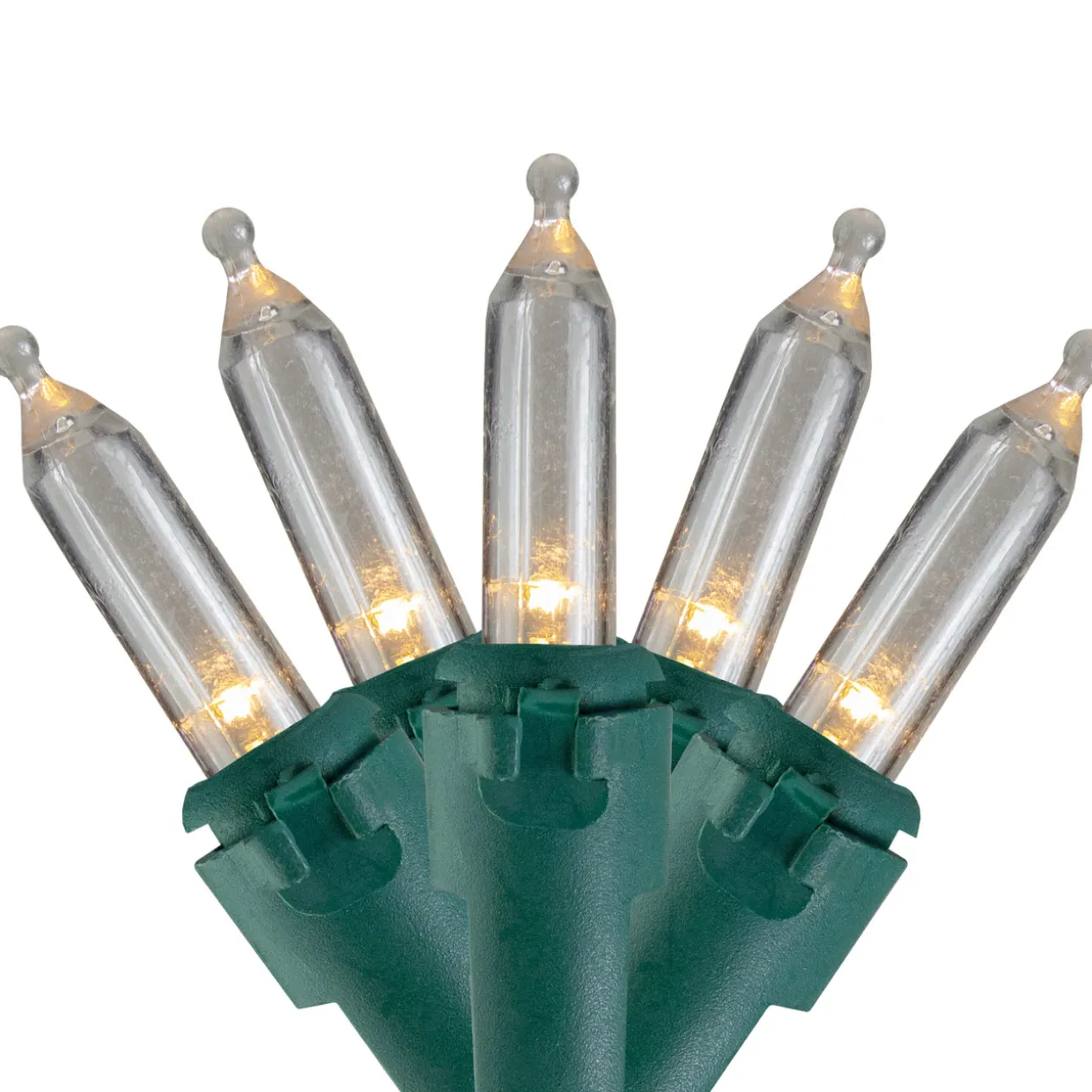 50-Count Warm White LED Mini Christmas Lights, 16.25ft Green Wire