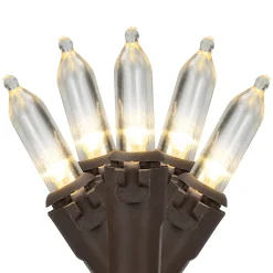 100-Count Warm White LED Mini Christmas Lights, 33 ft Brown Wire