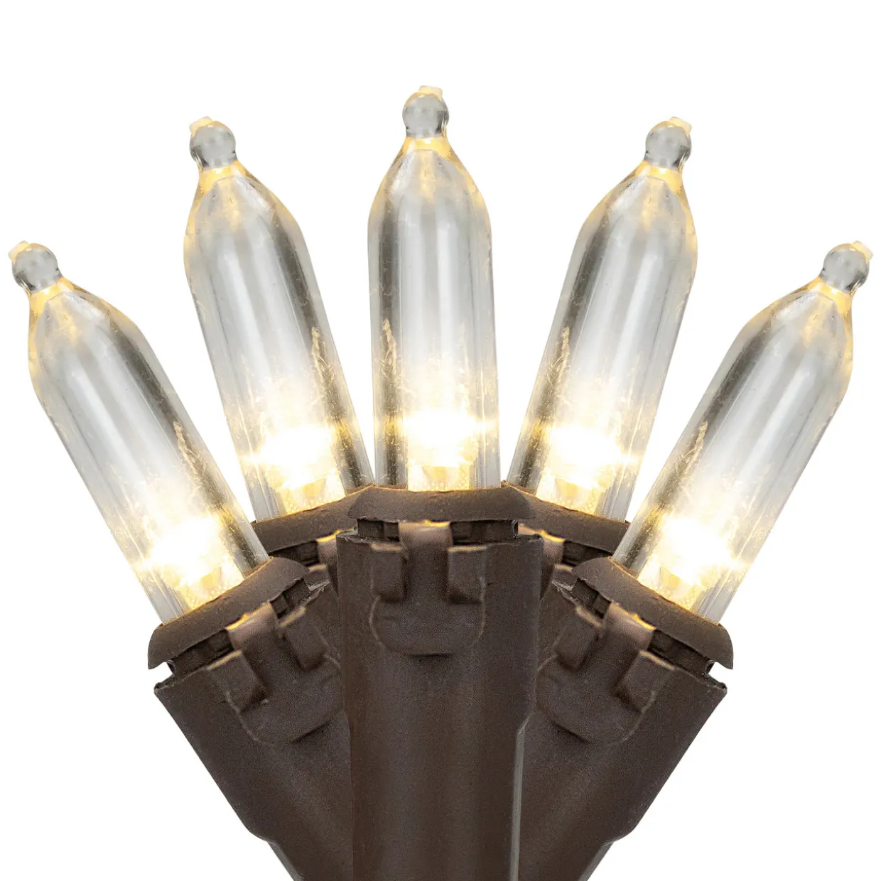 100-Count Warm White LED Mini Christmas Lights, 33 ft Brown Wire