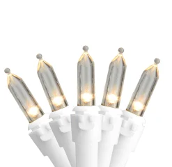 50-Count Warm White LED Mini Christmas Lights, 16.25ft White Wire
