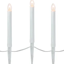 10-Count White C7 Candle Pathway Markers Christmas Lights, White Wire