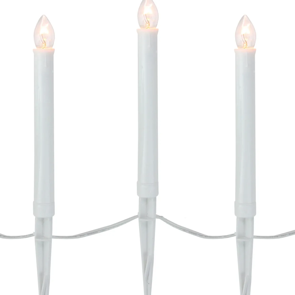 10-Count White C7 Candle Pathway Markers Christmas Lights, White Wire