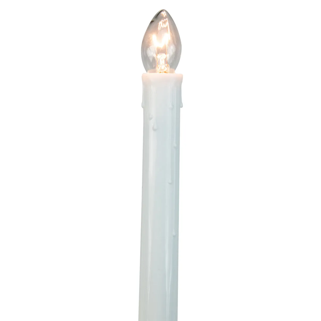 10-Count White C7 Candle Pathway Markers Christmas Lights, White Wire