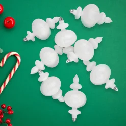 8-Count White Shatterproof Finial Christmas Ornaments, 6"
